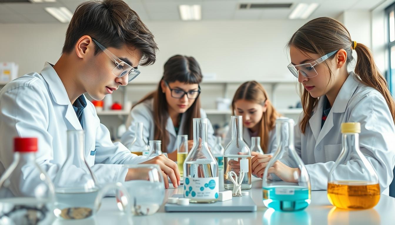 Students working in research laboratory
